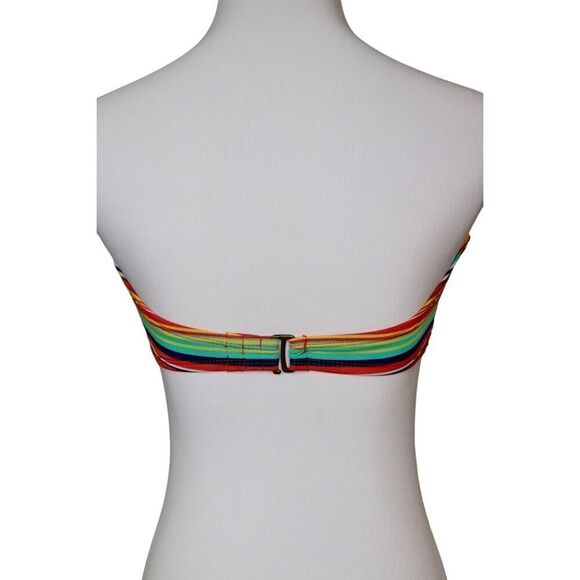 BOGOF JC Penney Side Support Multi Striped Swimwear Bikini Top SMALL Strapless - Picture 2 of 7